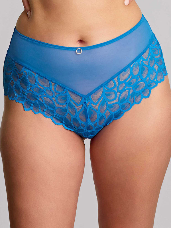 Panache Allure Deep Brief – High-Waist-Spitzen-Slip Azure Blue