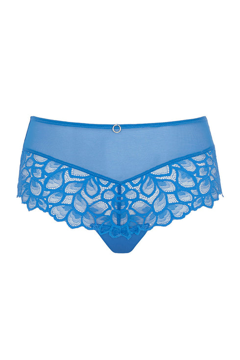 Panache Allure Deep Brief – High-Waist-Spitzen-Slip Azure Blue