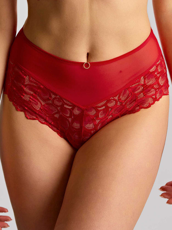 Panache Allure Deep Brief – High-Waist-Spitzen-Slip Red