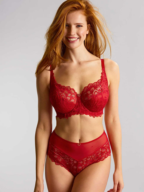 Panache Allure Deep Brief – High-Waist-Spitzen-Slip Red