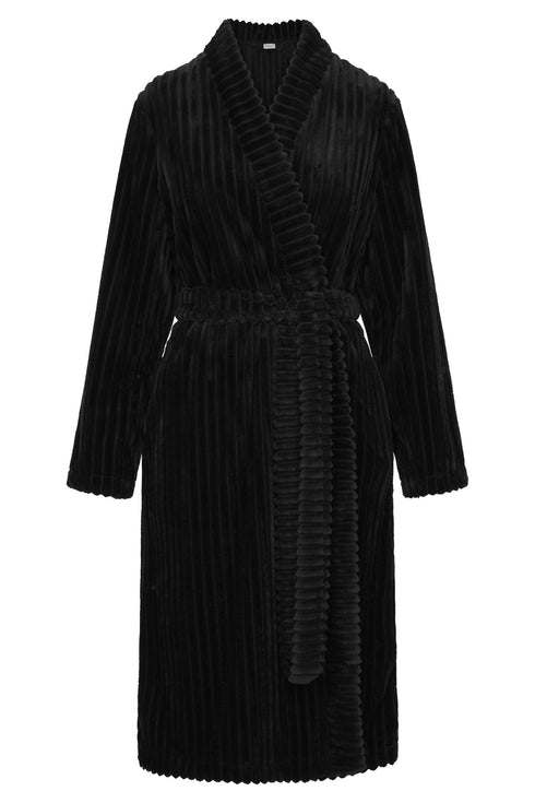 Rösch Damen Flausch-Morgenmantel Cosy Rib Black