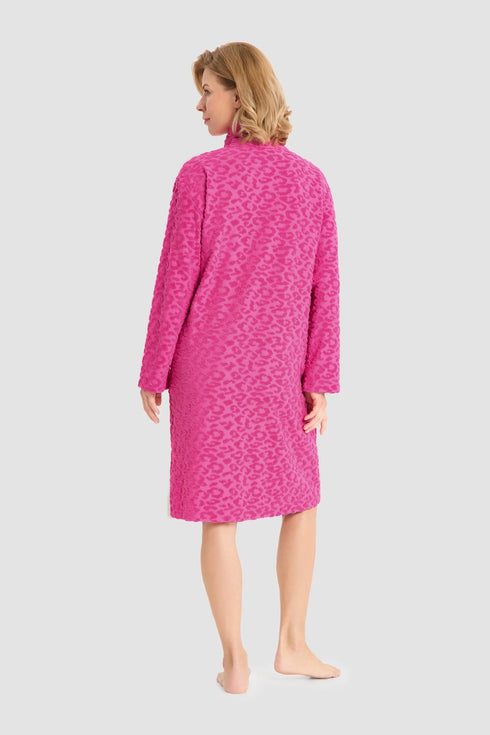 Rösch Damen Frottee-Morgenmantel mit Reißverschluss Pink