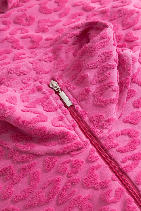 Rösch Damen Frottee-Morgenmantel mit Reißverschluss Pink