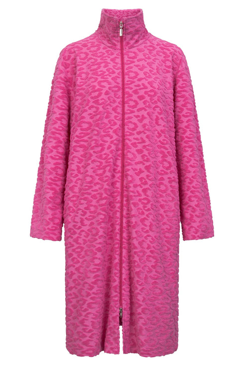 Rösch Damen Frottee-Morgenmantel mit Reißverschluss Pink