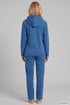 Rösch Damen Fleece-Pyjama mit Kapuze und Reißverschluss Deep Ocean