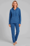 Rösch Damen Fleece-Pyjama mit Kapuze und Reißverschluss Deep Ocean