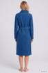Rösch Damen Fleece-Morgenmantel mit Gürtel Deep Ocean