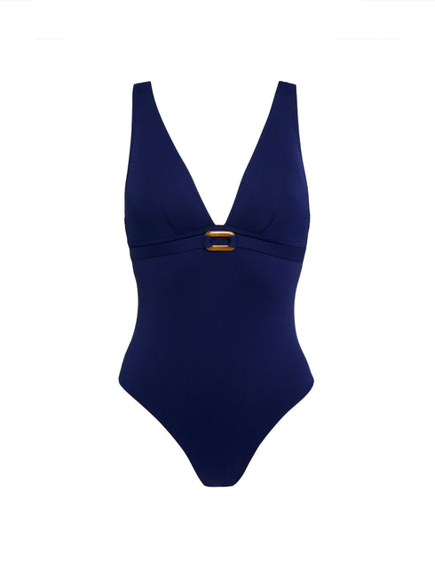 Simone Perele MAGNETIC Badeanzug mit Perlmutt-Ring Marineblau