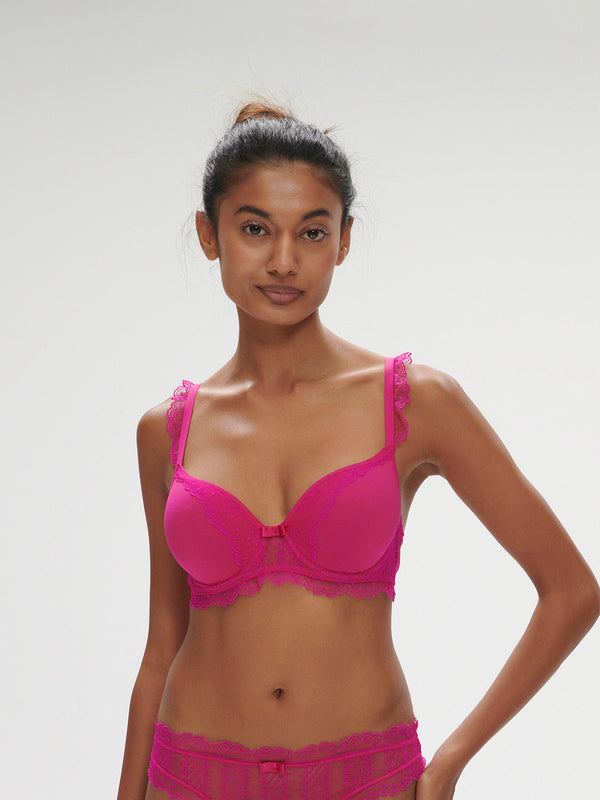 Simone Perele Canopee Spacer-BH mit tiefem Dekolleté – Rose Hibiscus