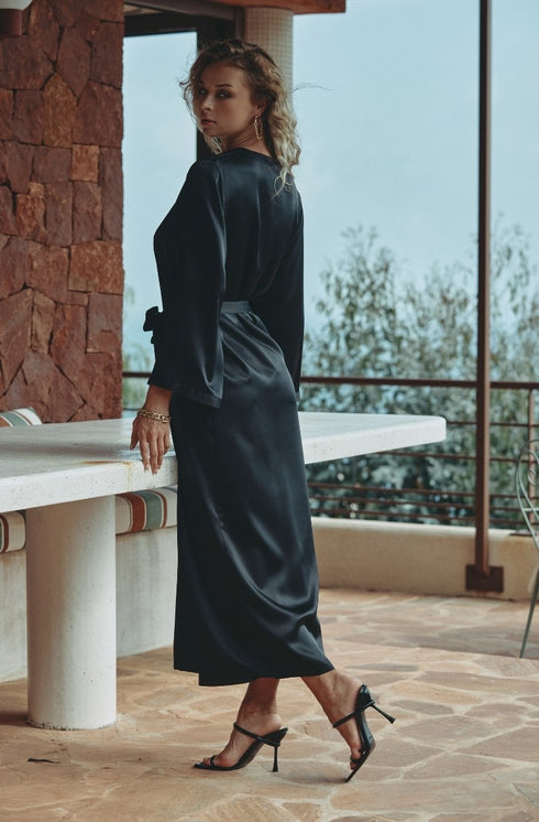 Marjolaine ein langer Morgenmantel „Tracy“ Schwarz