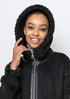 Shearlingjacke aus Eko-Kunstfell schwarz