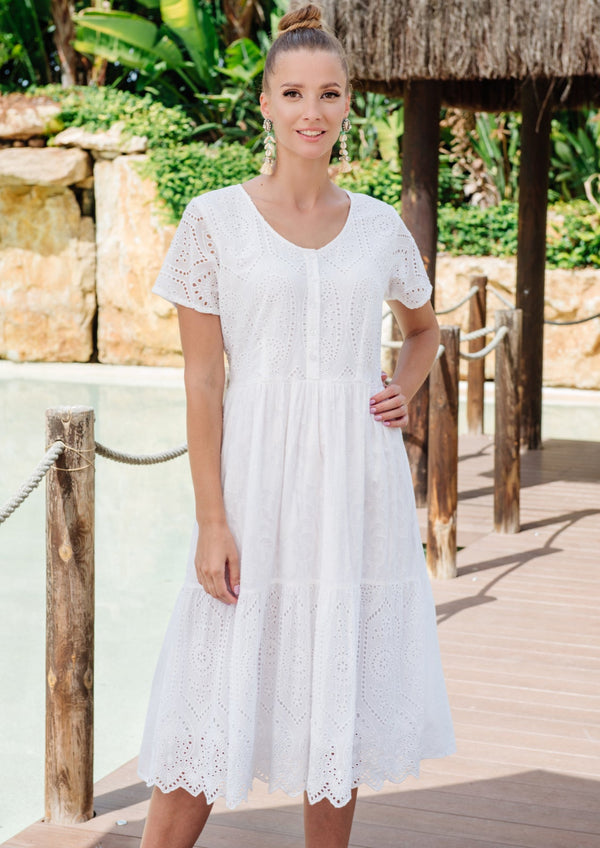 Kleid Weiß 23F-829 C FRESH COTTON