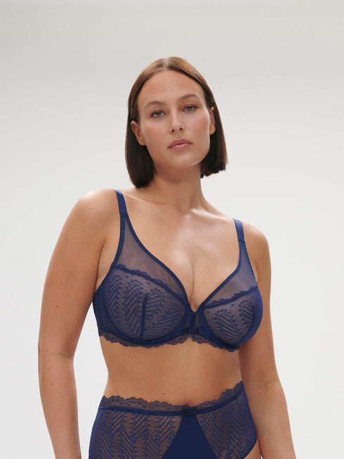 Simone Perele Canopee Spitzen-BH mit Bügel – Triangel, tiefes Décolleté Mitternacht