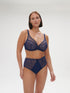 Simone Perele Canopee High-Waist Culotte in Midnight Crepe and Lace