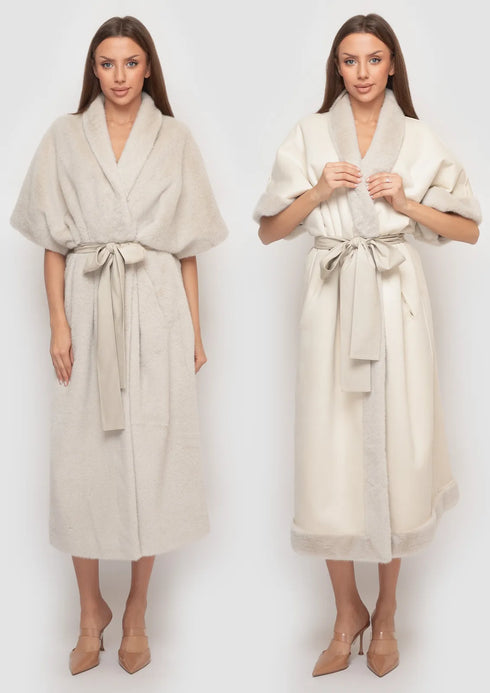 Eleganter Lammfellmantel beige