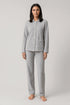 Féraud Damen Fleece-Pyjama mit Knopfleiste Heather Grey