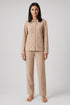 Féraud Damen Fleece-Pyjama mit Knopfleiste Heather Nature