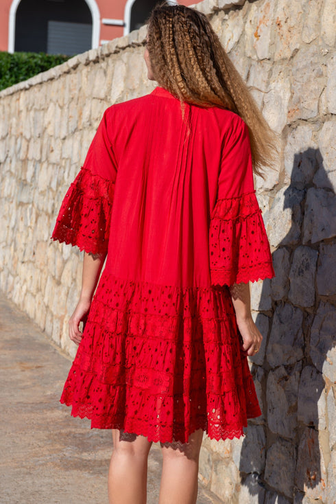 Tunic dress red 5065 F FRESH COTTON