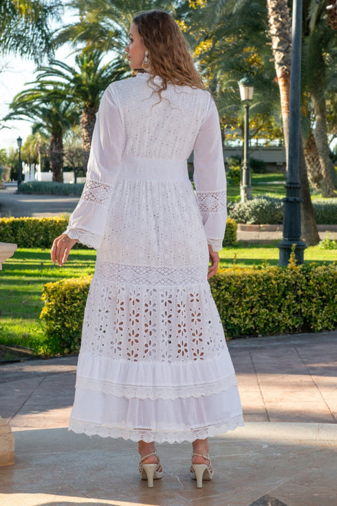 Maxi dress white 5083 F FRESH COTTON