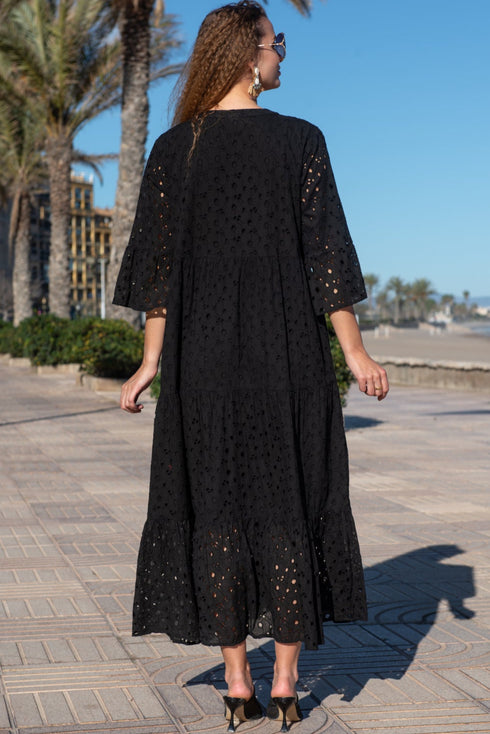 Maxi dress black 5085 F FRESH COTTON