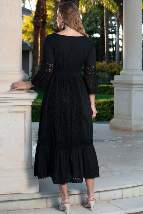 Maxi dress black 5086 F FRESH COTTON