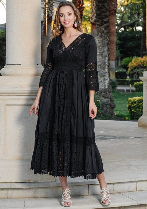 Maxi dress black 5086 F FRESH COTTON