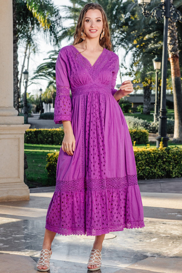 Maxi dress purple 5086 F FRESH COTTON