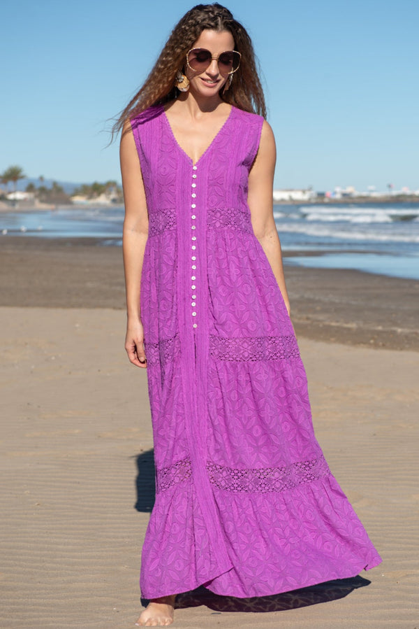 Maxi dress purple 5087 F FRESH COTTON