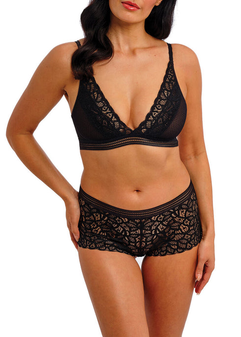 Wacoal Raffiné Black – Shorts aus floraler Stretch-Spitze