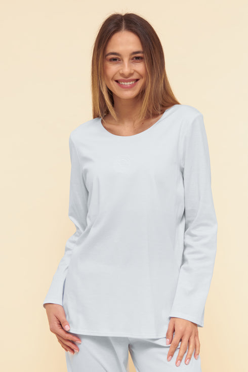 Féraud Damen-Pyjama aus Interlock-Baumwolle Blau