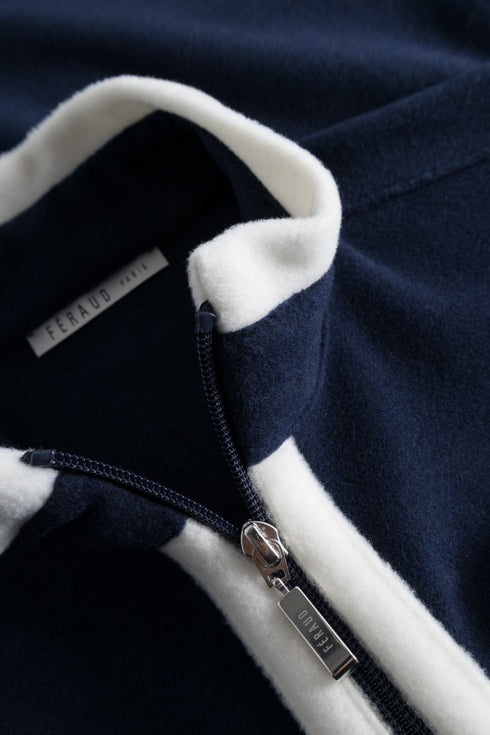 Féraud Fleece-Morgenmantel mit Reißverschluss Navy