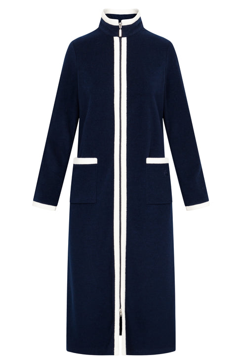 Féraud Fleece-Morgenmantel mit Reißverschluss Navy
