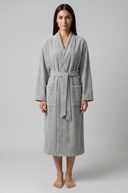 Féraud Damen Morgenmantel Bindegürtel Taschen Heather Grey