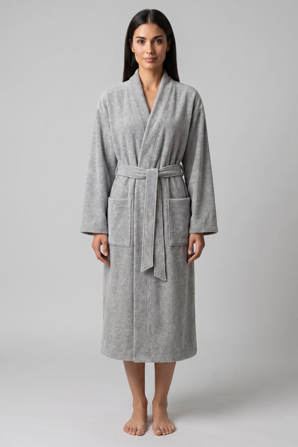Féraud Damen Morgenmantel Bindegürtel Taschen Heather Grey
