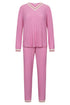 Féraud Damen Langarm-Pyjama Modal Reverskragen Pink