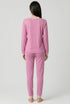 Féraud Damen Langarm-Pyjama Modal Reverskragen Pink