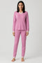 Féraud Damen Langarm-Pyjama Modal Reverskragen Pink