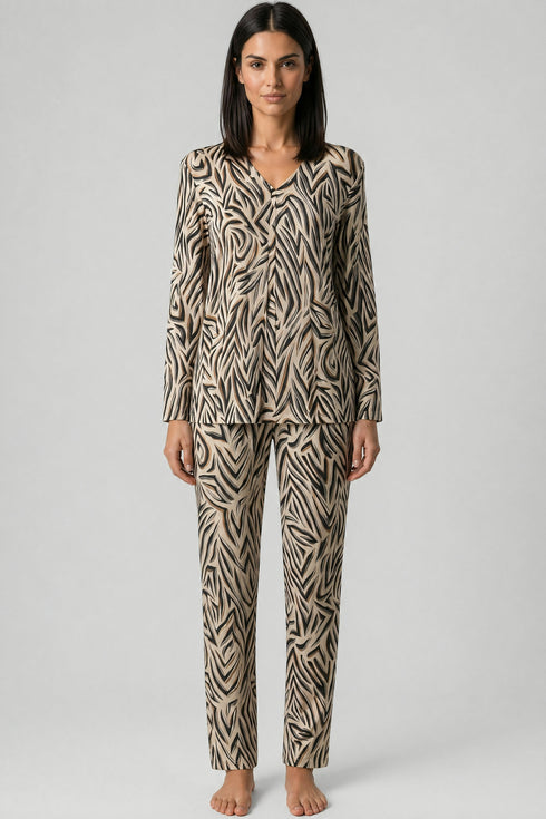Féraud Damen Langarm-Pyjama (Zebra)
