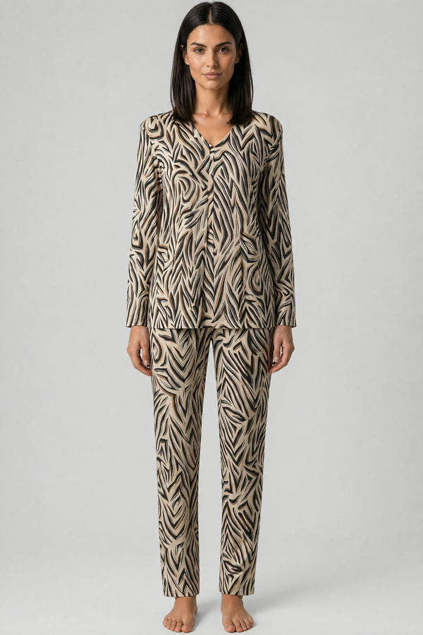 Féraud Damen Langarm-Pyjama (Zebra)