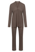 Féraud Damen Modal-Kaschmir-Pyjama mit V-Ausschnitt Chocolate