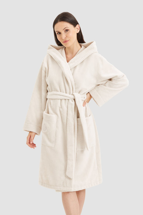Féraud Damen Spa-Morgenmantel mit Kapuze cream