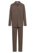 Féraud Damen Strick-Pyjama mit Taschen Chocolate