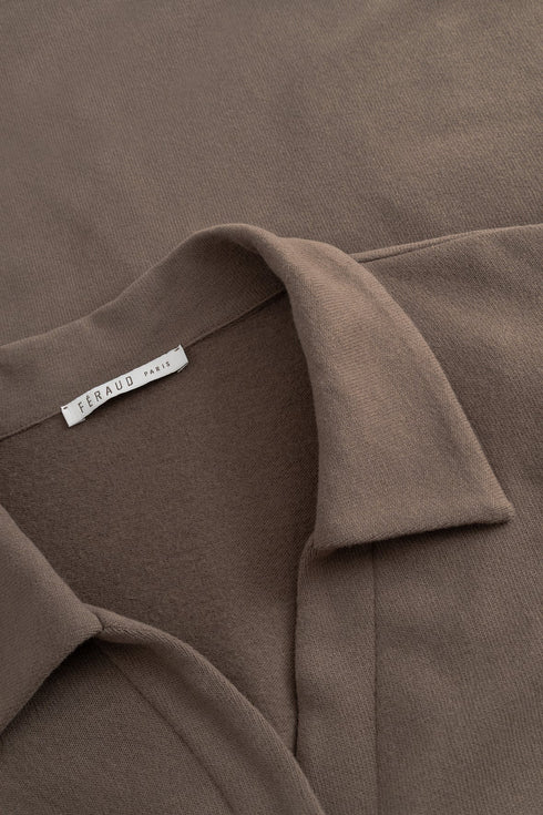 Féraud Damen Strick-Pyjama mit Taschen Chocolate