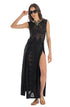 Langes Kleid im Tribal-Stil Schwarz PIN-UP STARS