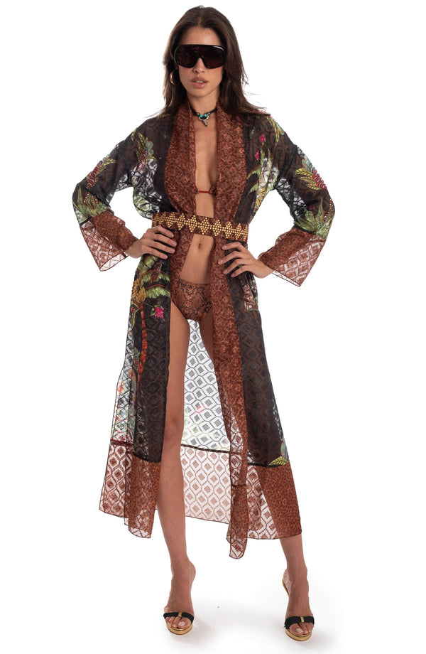 Kimono Langer Safari Schwarz PIN-UP STARS