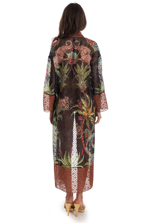 Kimono Langer Safari Schwarz PIN-UP STARS
