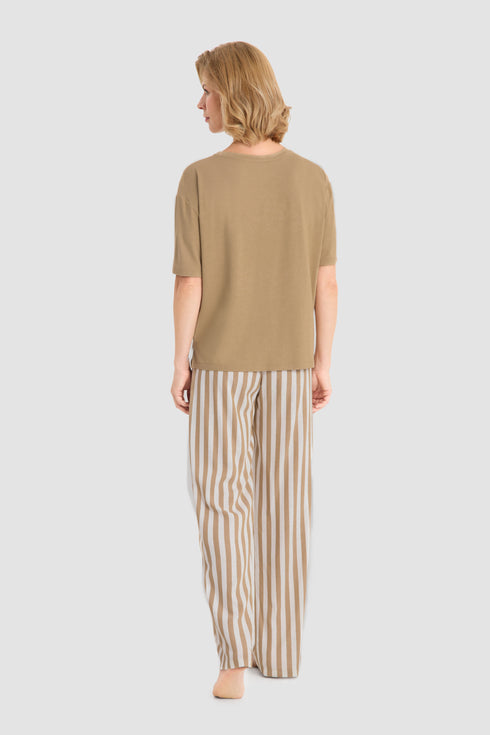 Rösch Schlafanzug Woven Stripes White-Toffee