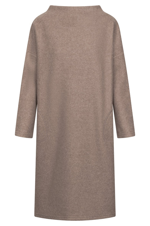 Rösch Damen Fleece-Hauskleid mit Stehkragen Chocolate