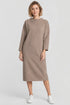 Rösch Damen Fleece-Hauskleid mit Stehkragen Chocolate