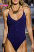 Einteiliger Badeanzug mit Strass Blau PIN-UP STARS